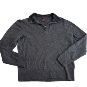 UNTUCKit Sweater‎ Women Medium Grey Quarter Zip Merino Wool Minimalist